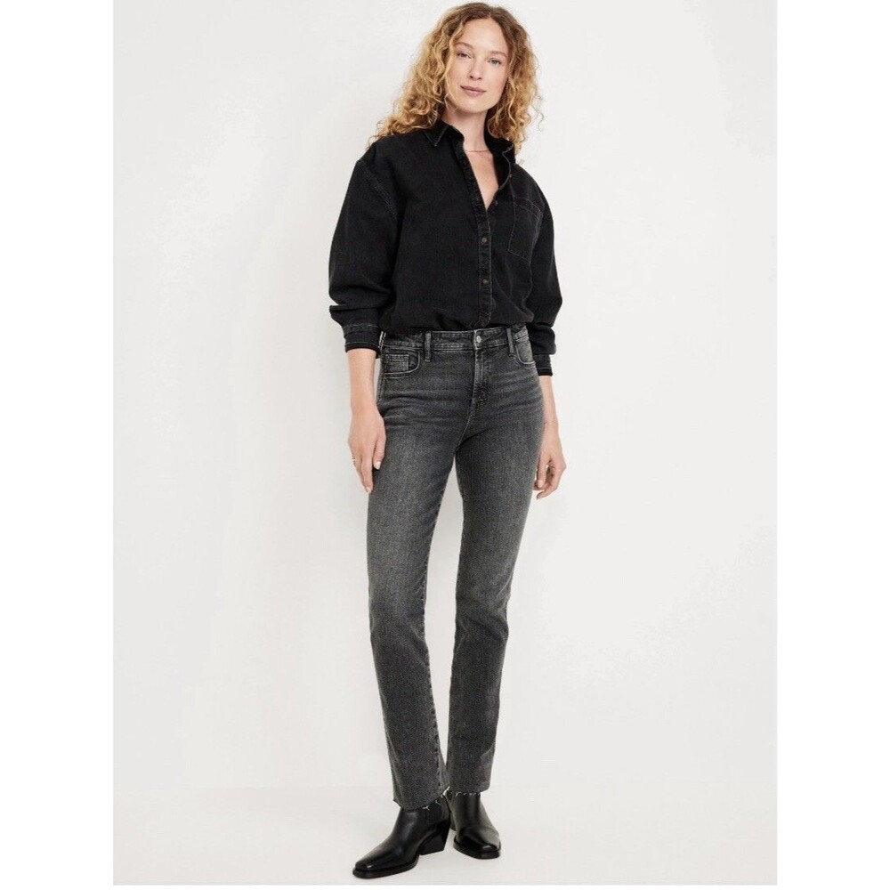 Old Navy Women's 6 High-Waisted Vintage Slim Jeans Faded Black Wash Jeans NWT
